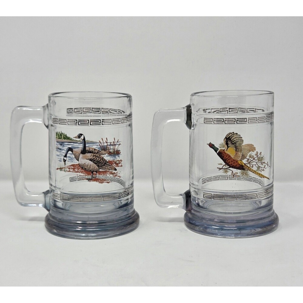 Vintage Princess House Glasses Beer Colonial Mugs Stein Geese Barware Set of 2